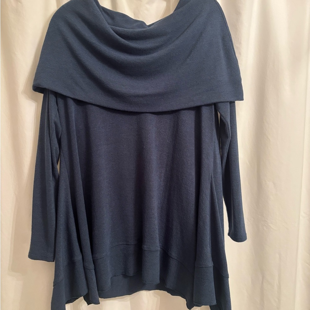 Soft Surroundings Off-the-Shoulder Navy Tunic